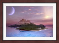 Framed Fantasy seascape of an island