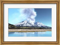 Framed Mount Saint Helens simmers after the volcanic eruption