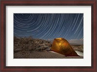 Framed Star trails above a campsite in Anza Borrego Desert State Park, California