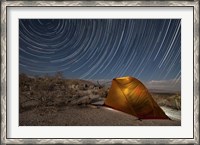 Framed Star trails above a campsite in Anza Borrego Desert State Park, California