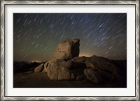 Framed Star trails and large boulders Anza Borrego Desert State Park, California