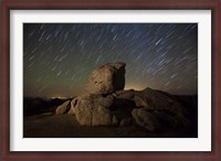 Framed Star trails and large boulders Anza Borrego Desert State Park, California