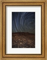 Framed Star trails at an ancient petroglyph site near Bishop, California