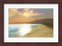 Framed Sunset on a quiet peaceful beach with gorgeous water