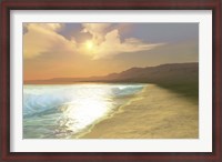 Framed Sunset on a quiet peaceful beach with gorgeous water