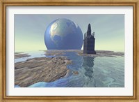 Framed Terraforming the moon with water and buildings