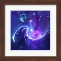 Framed beautiful nebula and a ringed planet