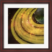 Framed golden ring system encircles this planet out in the galaxy