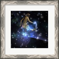 Framed Celesta, spirit creature of the universe, spreads stars throughout the cosmos