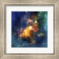 Framed Cosmic image of a colorful nebula out in space