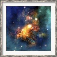 Framed Cosmic image of a colorful nebula out in space