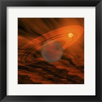 Framed Cosmic image of a giant gaseous ringed planet