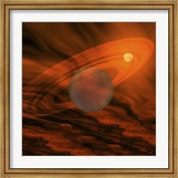 Framed Cosmic image of a giant gaseous ringed planet