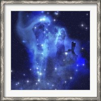 Framed brilliant blues of this star making nebula shine throughout the cosmos