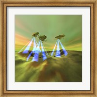 Framed Three alien spaceships steal the mineral resources on another planet