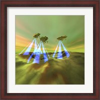 Framed Three alien spaceships steal the mineral resources on another planet