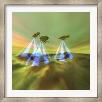 Framed Three alien spaceships steal the mineral resources on another planet