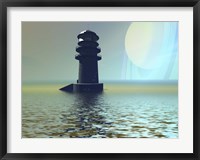 Framed lighthouse beacon on an alien planet