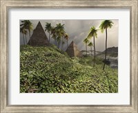 Framed Two pyramids sit majestically among the surrounding jungle