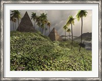 Framed Two pyramids sit majestically among the surrounding jungle