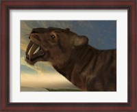 Framed Saber-Tooth Cat with dagger like front canine teeth