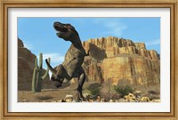 Framed T-Rex roars his defiance to all other dinosaurs in his territory