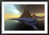 Framed Fantasy seascape with a beautiful sky