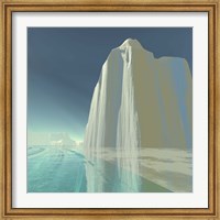 Framed iceberg is frozen in the clear ice of the ocean