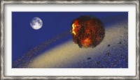 Framed Earth lays in ruins after an asteriod hits the planet