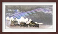 Framed military convoy in a sever winter storm on an alien planet