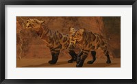 Framed Two Smilodon cats find protection in a vast cave system