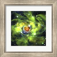 Framed unusual nebula in the cosmos has a heart at its center