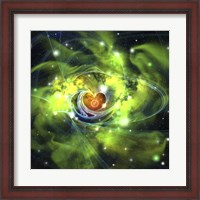 Framed unusual nebula in the cosmos has a heart at its center