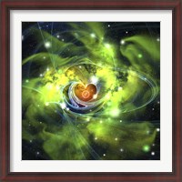 Framed unusual nebula in the cosmos has a heart at its center