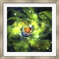 Framed unusual nebula in the cosmos has a heart at its center