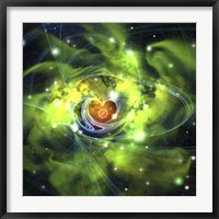 Framed unusual nebula in the cosmos has a heart at its center