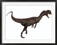 Framed Dilophosaurus, a predatory dinosaur from the Jurassic period