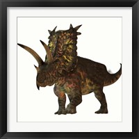 Framed Pentaceratops, a herbivorous dinosaur from the Cretaceous Period