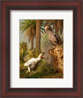 Framed pair of Dodo birds play a game of hide-and-seek