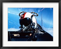 Framed pilot sitting in the back of a two-seater F-14 Tomcat
