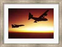 Framed US Navy F-14A Tomcat aerial refueling from a KC-130 Hercules