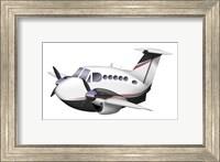 Framed Cartoon illustration of a Beechcraft King Air