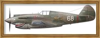 Framed Illustration of a Curtiss P40-C Warhawk of the Flying Tigers