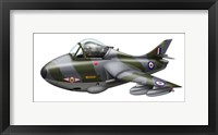 Framed Cartoon illustration of a Royal Air Force Hawker Hunter F6
