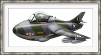 Framed Cartoon illustration of a Royal Air Force Hawker Hunter F6