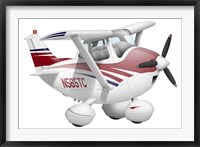 Framed Cartoon illustration of a Cessna 182 aeroplane