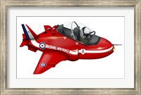 Framed Cartoon illustration of a Royal Air Force Red Arrows Hawk airplane