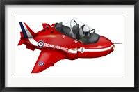 Framed Cartoon illustration of a Royal Air Force Red Arrows Hawk airplane