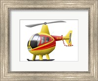 Framed Cartoon illustration of a Robinson R44 Raven helicopter