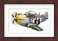 Framed Cartoon illustration of a P-51 Mustang